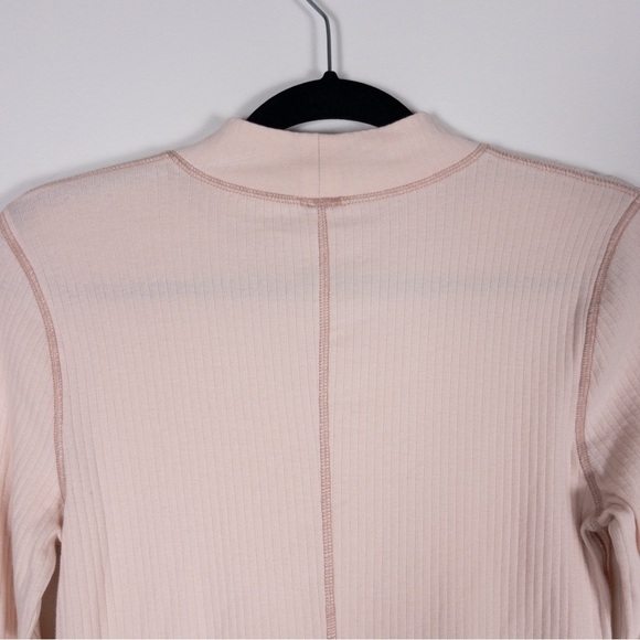 Intimately Free People Pink Ribbed Rickie Long Sleeve Mock Neck Top - Picture 12 of 12